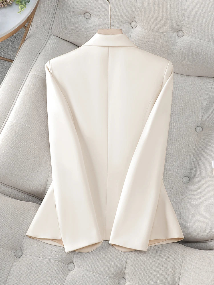 Office Ladies Blazer Women Jacket Apricot Green Black Long Sleeve Single Button Female Business Work Wear Slim Formal Coat