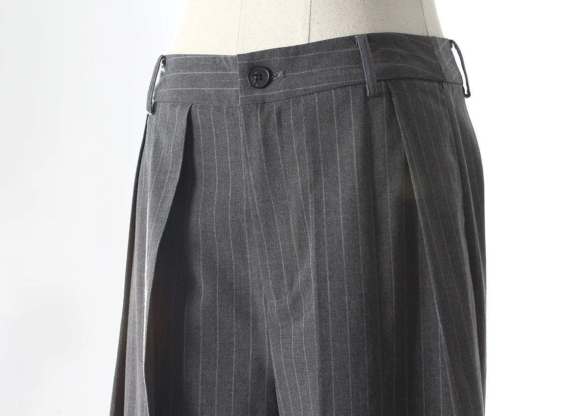 ZMEENNA Gray Stripe Patchwork Skirt Gauze Pants 2 Piece Sets For Women 2025 Spring Fashion Female New Elegant Pants ZM616