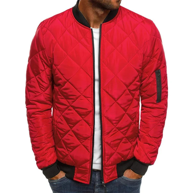 Winter New Jacket Men's Baseball Collar Mesh Pressed Lightweight Jacket Vintage Flight Casual Long Sleeve