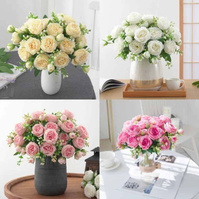 Artificial Flowers Silk Peony Wedding Bridal Bouquet Home Table Outdoor Garden Archway DIY Gift Room Decoration