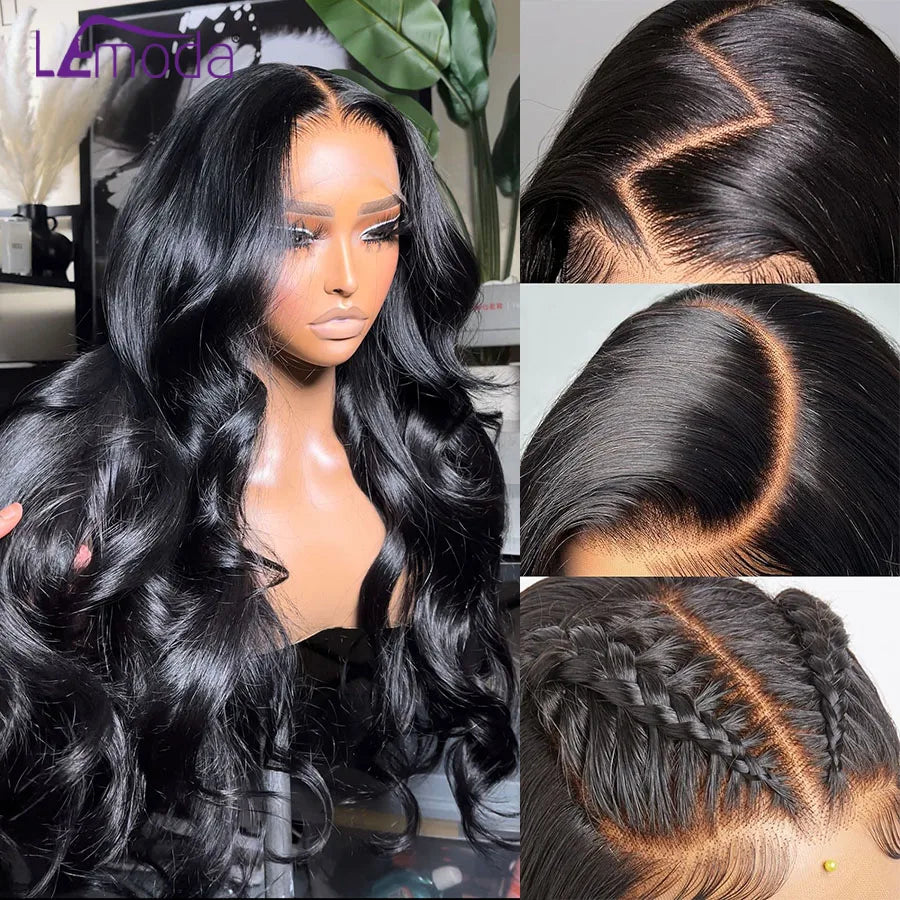 Lemoda 13x6 HD Lace Frontal Wigs Human Hair Body Wave 250% Density Brazilian Virgin Hair Full Frontal Lace Wig Pre plucked 12A