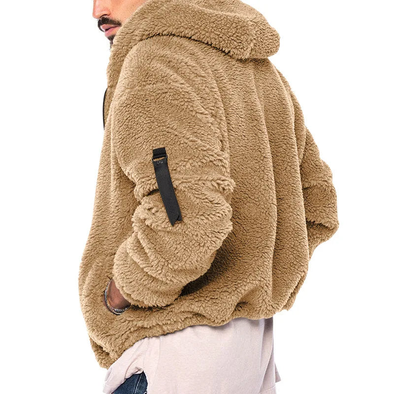 Men's Winter Jacket Warm Loose Casual Fleece Soft Fabric Velvet Skin Friendly Solid Streetwear Fashion Jackets Coats for Men