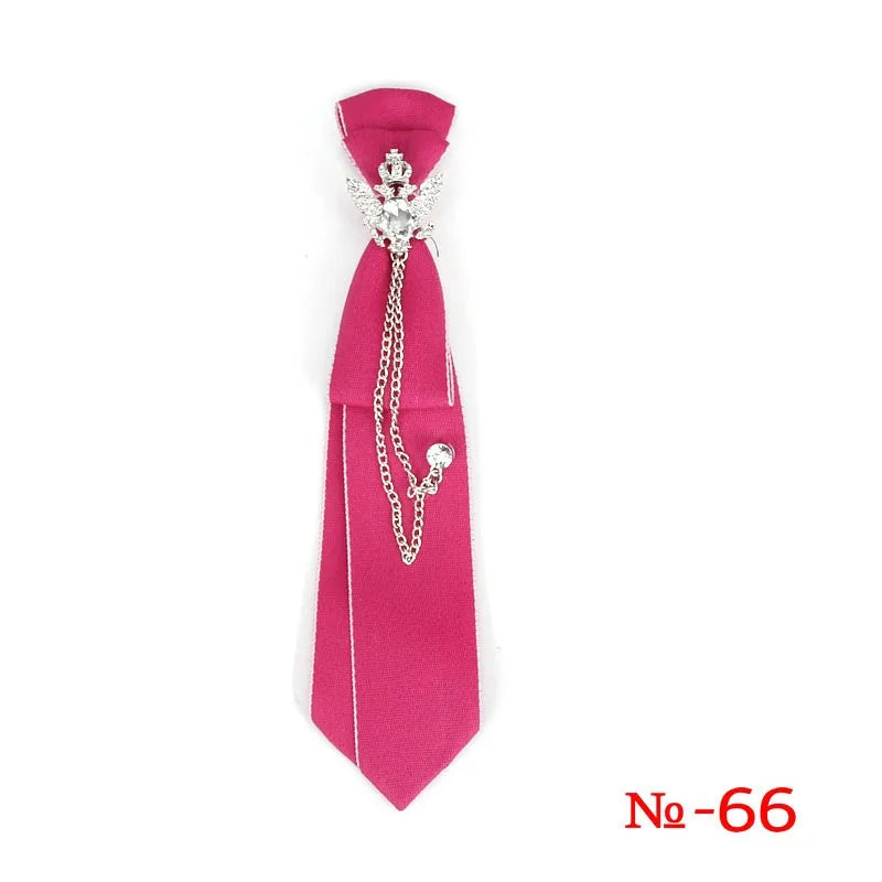 Retro Fabric Ribbon Rhinestone Black Bow Tie Collar Bowkont Cravat School Girl Boys Gifts for Women Clothing Jewelry Accessories