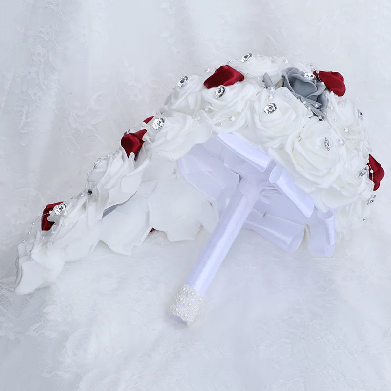 Waterfall New Wedding Bouquets for Bride and Bridesmaid Rose Rhinestones Hand Flower Party Wedding Decoration