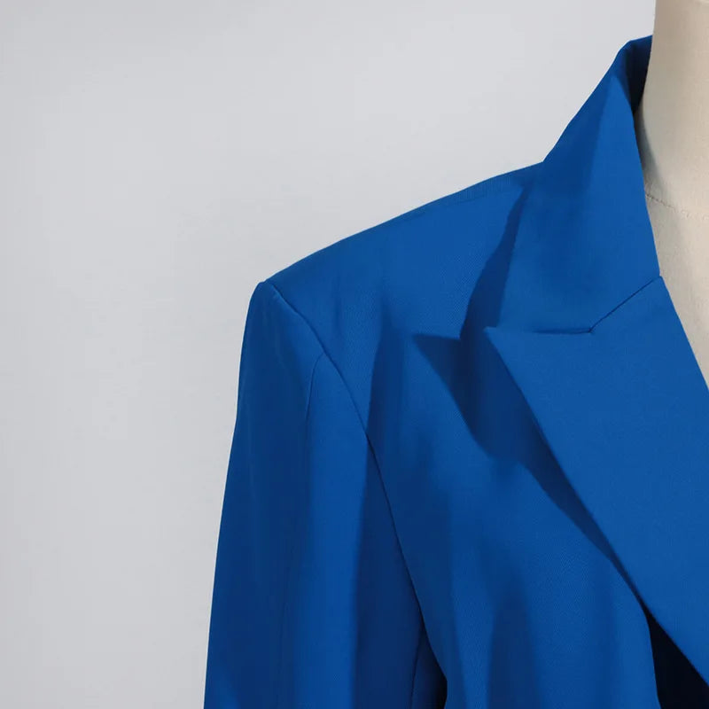 Fashion Suit Jacket for Women 2024 Autumn New Blue Design Formal Slim Fit High-end Small Suit Women Clothing