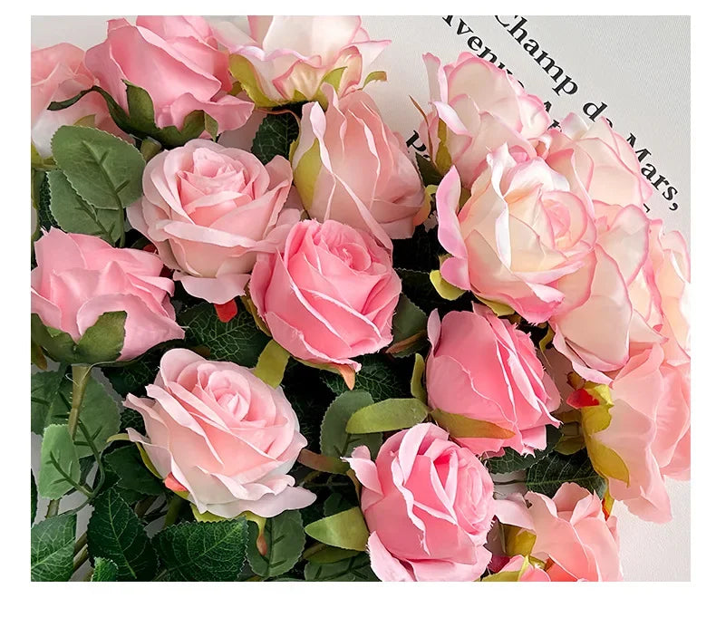 Artificial Roses Velvet Flowers with Long Stem Fake Roses Bouquet DIY for Home Vase Garden Craft Flower Wall Wedding Decoration