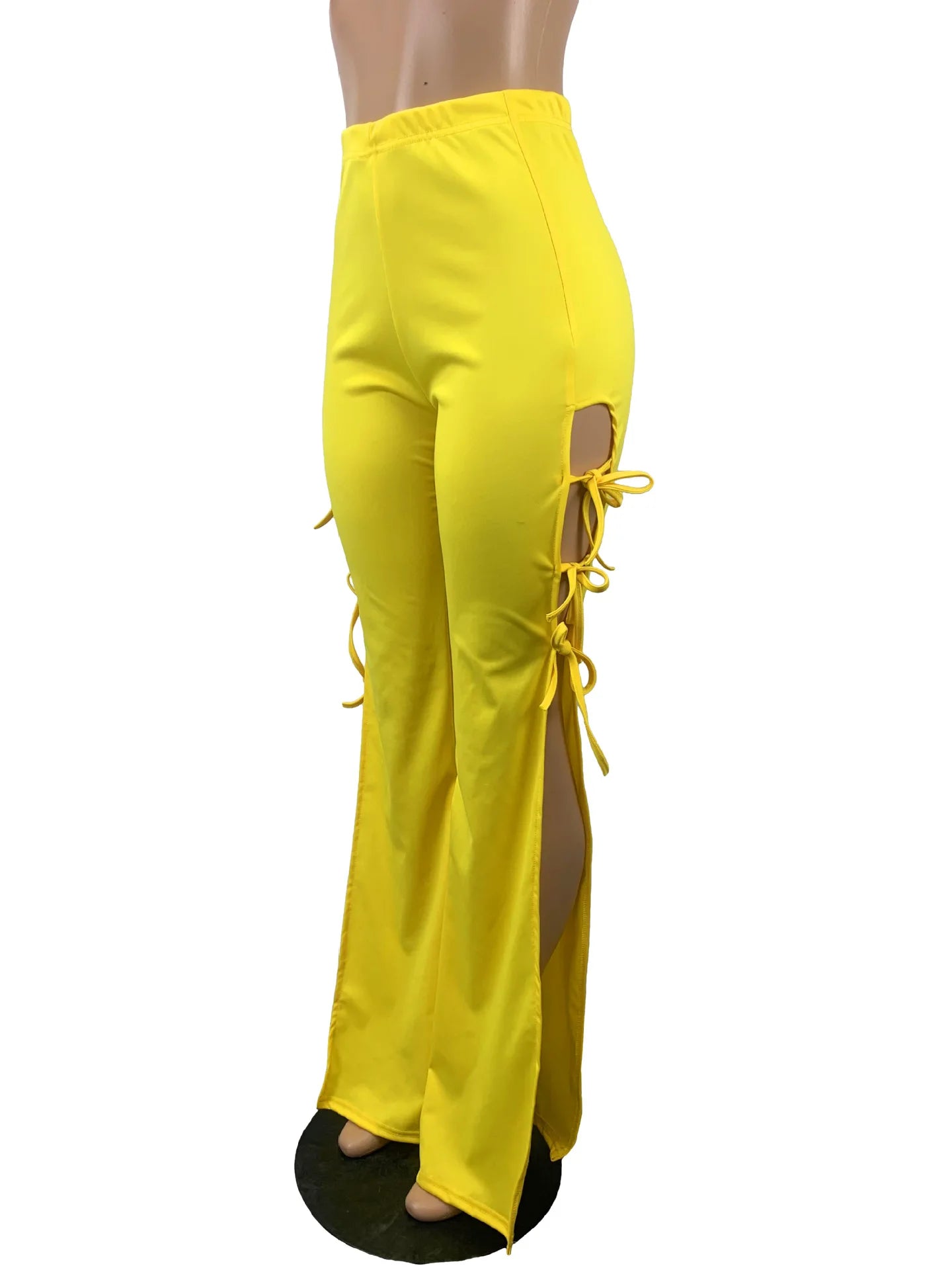 BKLD Women Clothing Fashion Solid Color Lace-Up Flared Pants Sexy Night Club Outfits Party Wide Leg Pants High Waist Trousers