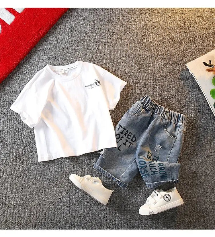 Summer Boys Clothing Set New Baby Children's Cartoon Short Sleeve T-shirt Shorts Two Piece Fashion Boys' Leisure Sports Set