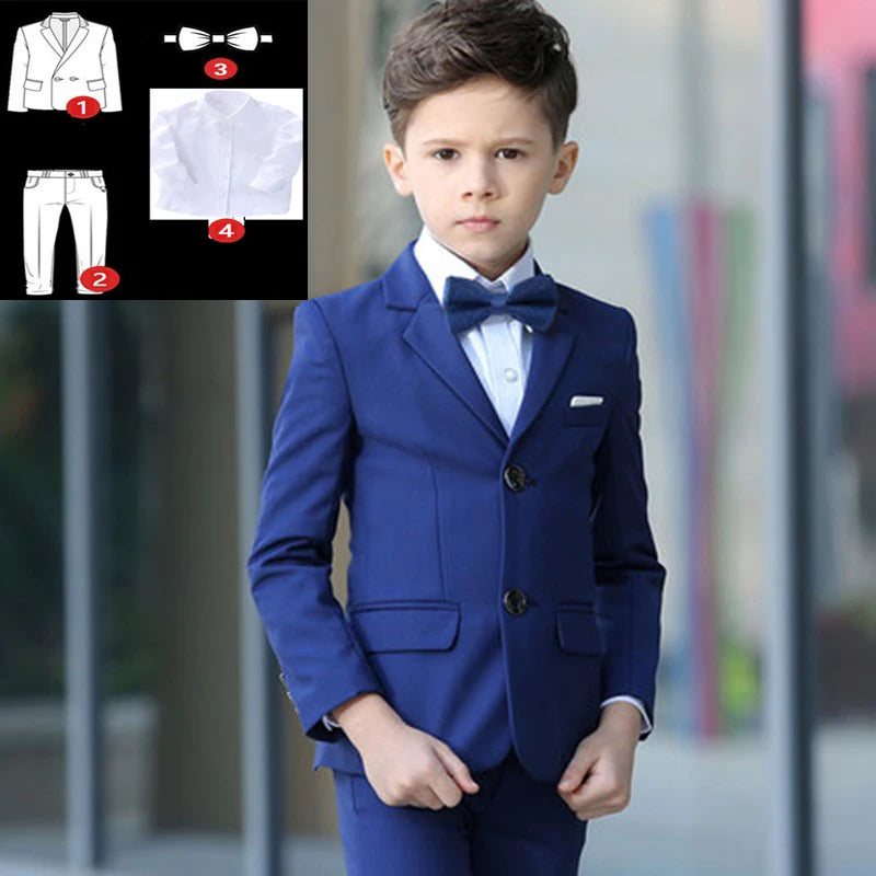 Formal Boys Suit For Wedding Children White Party Blazers Pants Baptism Outfit Kids Costume Gentlemen Teenager Prom Tuxedos Set