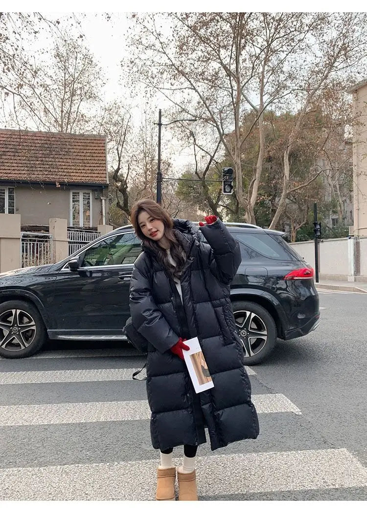 Winter Women Clothing Warm Long Parka Thick Over-the-knee Puffer Jacket Zipper Black Cotton-padded Coats Windproof Jackets New