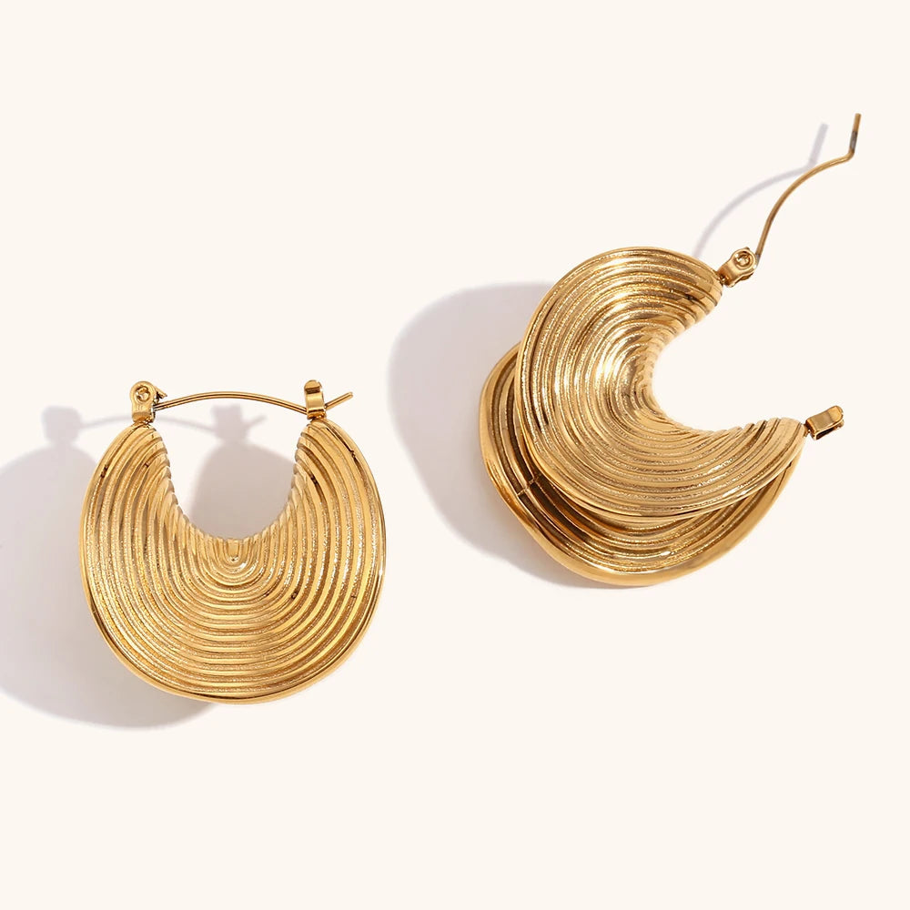 La.Muses Stylish Unique Stainless Steel Geometric Waterproof Earrings Creative Metal Gold Color Temperament Jewelry Women Gift