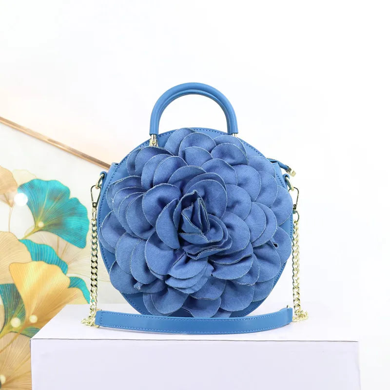 2025 Luxury High-end New Women's 3D Rose Petal Handbags Top Microfiber Synthetic Leather Shoulder Bag Lady Party Evening Bag