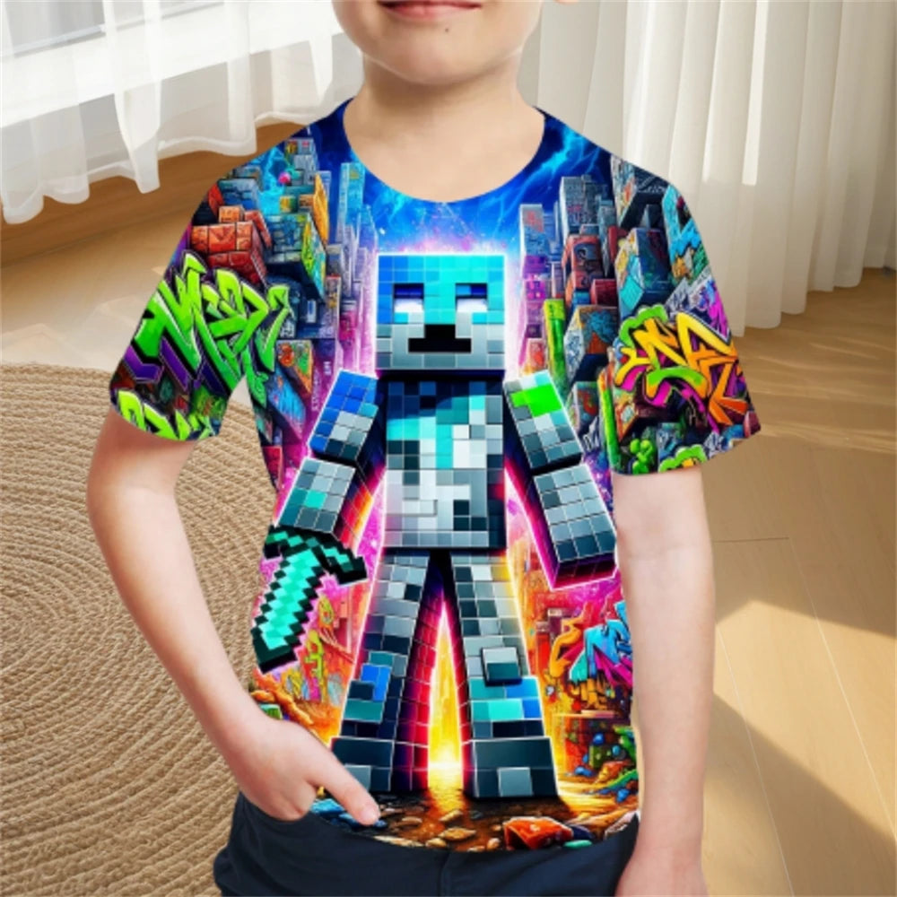 Children's Clothing Adventure Style Boys Clothes Cartoon T-Shirt for A Boy Fashion 2025 New Summer Clothes O-Neck Children Top