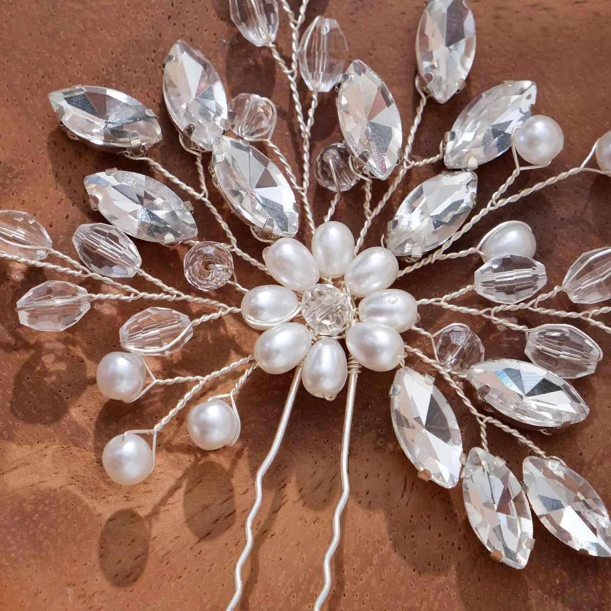 Fashion Pearl Rhinestone Flower Hair Pins barrette Bride Wedding Jewelry Accessories Hair Clips Headpiece For Women