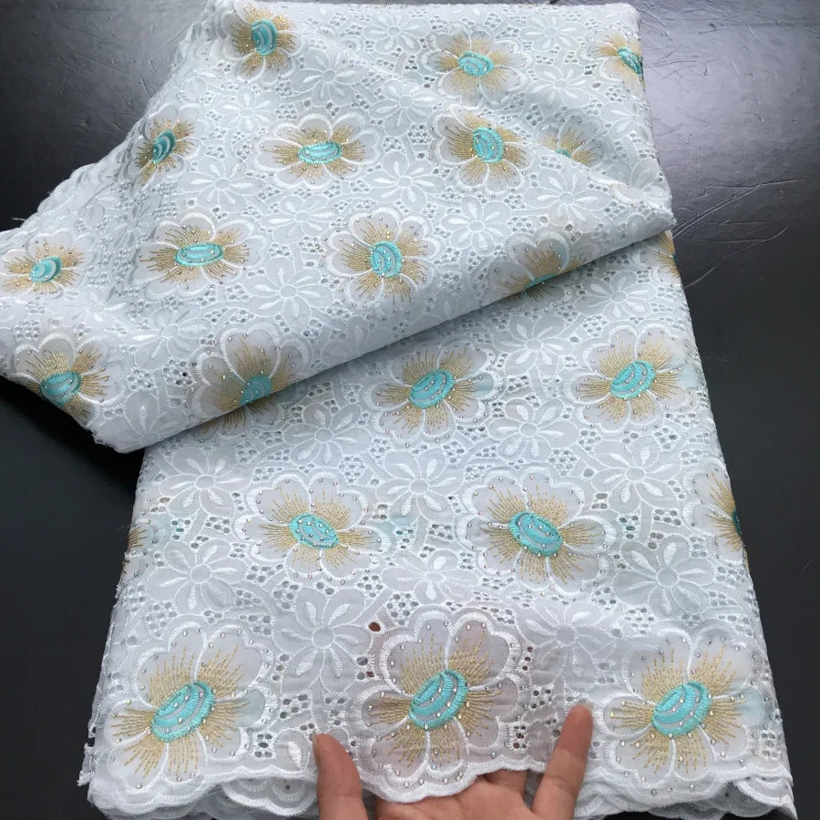 African Lace Fabric High Quality Embroidered Cotton Nigerian Swiss Voile Lace Fabric 2025 French Wedding Dress for Women A4295