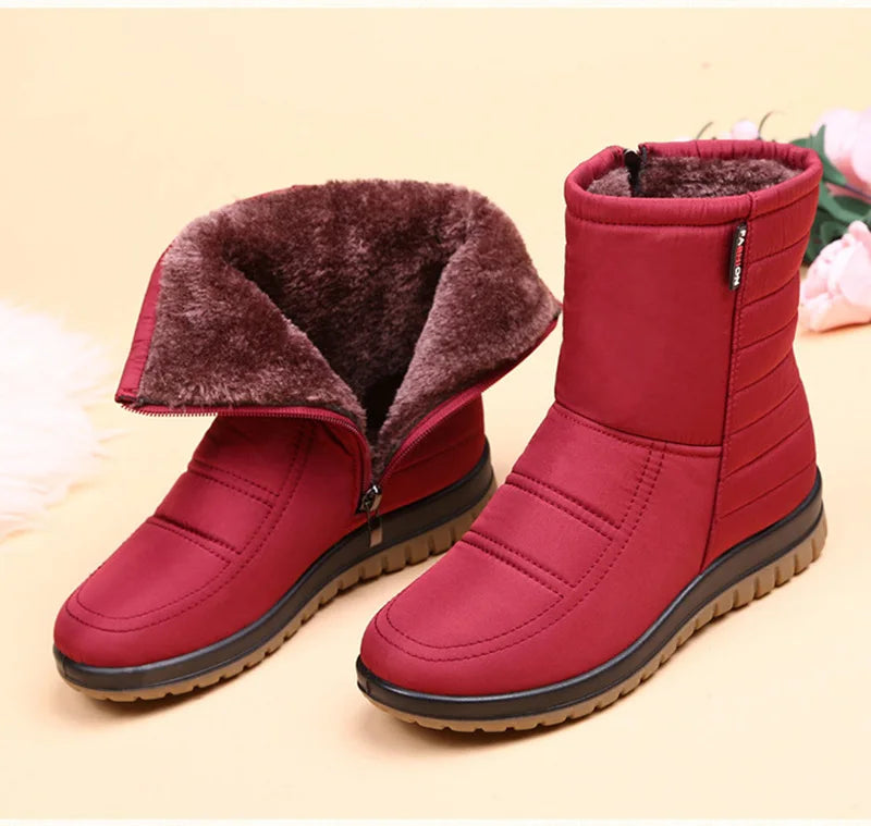 Waterproof Snow Boots Women Winter Shoes Non-slip Cold Winter Women Ankle Boots Non-slip Ladies Cotton Shoes Big Size 42 DX036