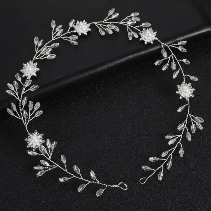 Bridal Bridesmaid Flower Girls Diamante Crystal Pearl Headband Rhinestone Wedding Prom Tiara Women Hair Accessories