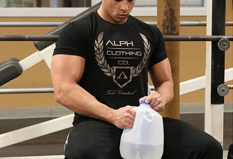 Men's Summer Skinny Short Sleeve Casual T-Shirt Male Gym Fitness Sport Running Workout Tight Tee Cotton Tops Sweatshirt Clothing