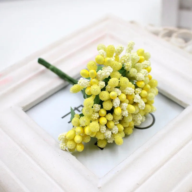 12pcs pearl Berry Artificial Stamen Flower For Wedding Home Decoration Pistil DIY wreath Scrapbooking Craft Fake Flowers