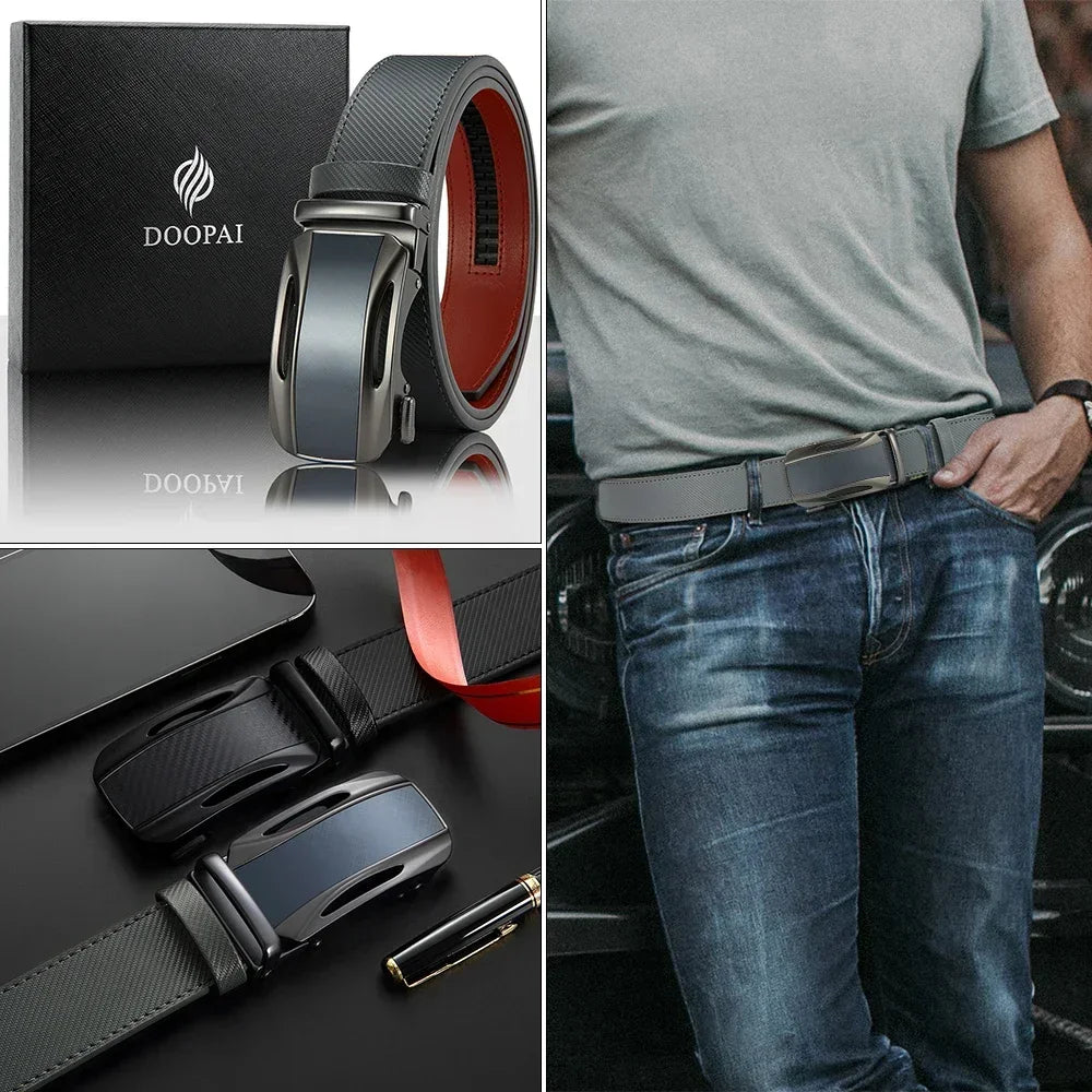 Men Belts Genuine Leather Luxury Famous Brand Belt Automatic Buckle Leather Mens Belt New Fashion Jeans Office Work Casual Belt