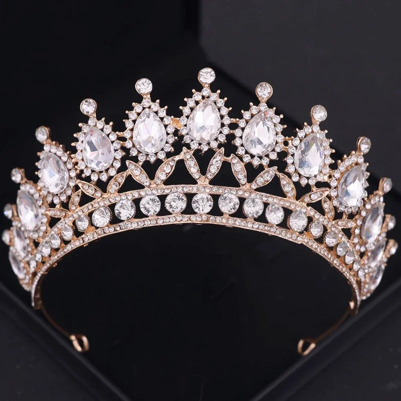 3Pcs Crystal Crown Necklace Earring Set Baroque Rhinestone Bridal Jewelry Set Bridal Wedding Hair Accessories Jewelry Crown Gift