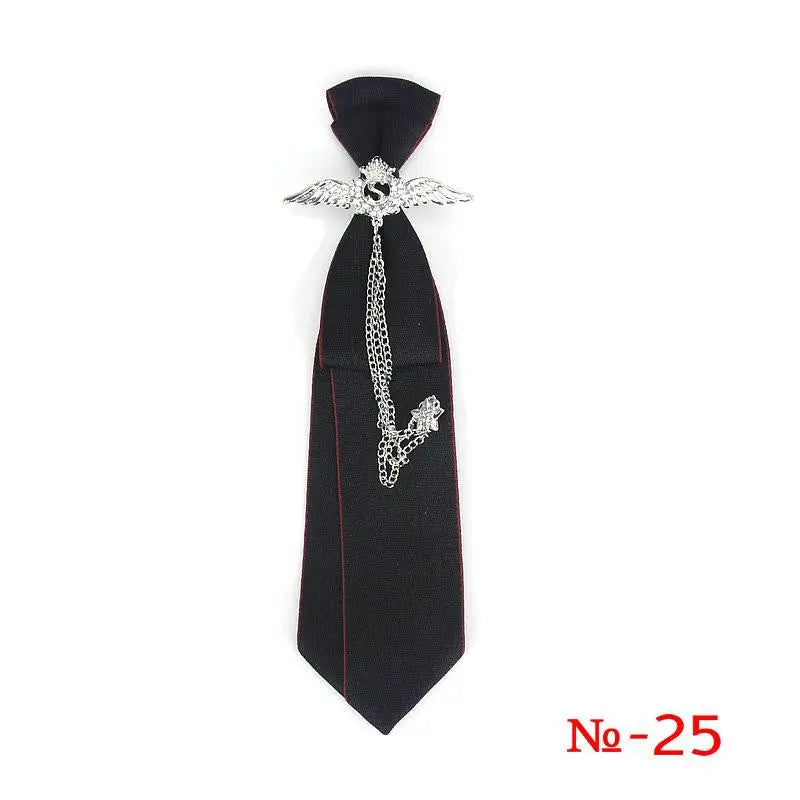 Retro Fabric Ribbon Rhinestone Black Bow Tie Collar Bowkont Cravat School Girl Boys Gifts for Women Clothing Jewelry Accessories
