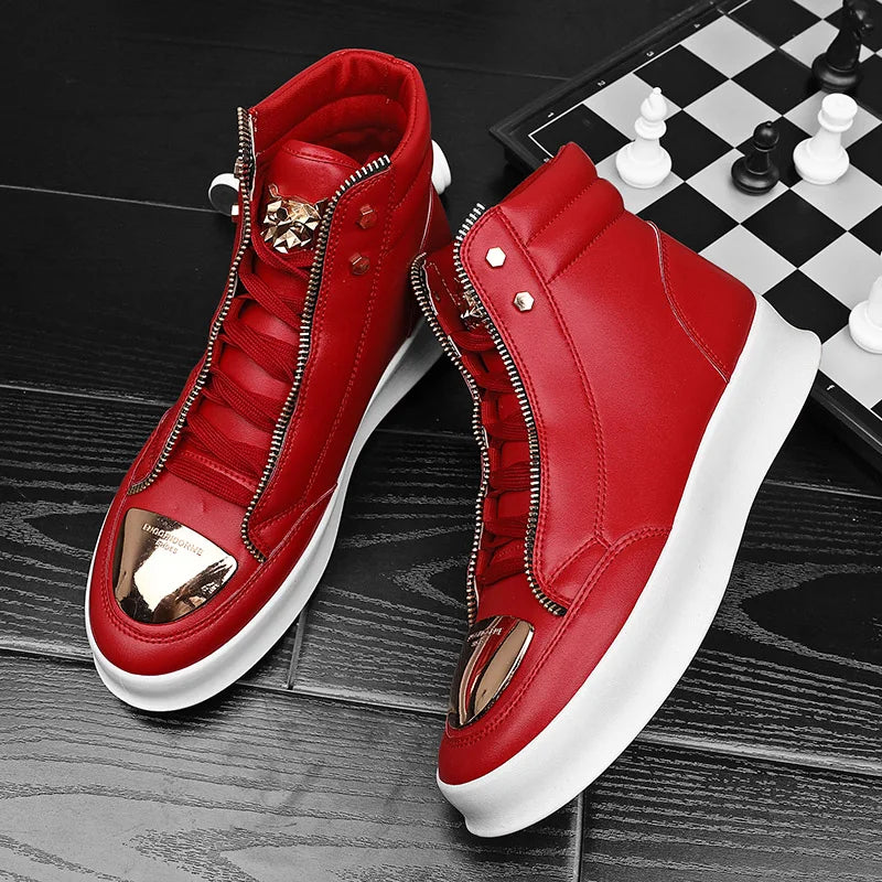 YRZL High Top Casual Shoes Men Sneakers Fashion Skateboard Shoes Leopard Platform Shoe Sport Training Shoes Men's Ankle Boots