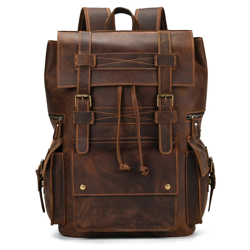 2025 New Arrivals Leather Backpack For Men Male Genuine Leather Laptop Travel Backpack 17 Inch Daypack Shoold Bag Men Male Large