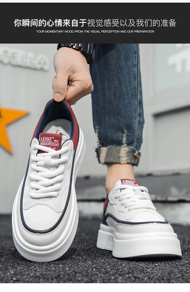 2025 New style fashionable and trendy white sneakers, versatile board shoes, thick-soled height-increasing casual men's shoes