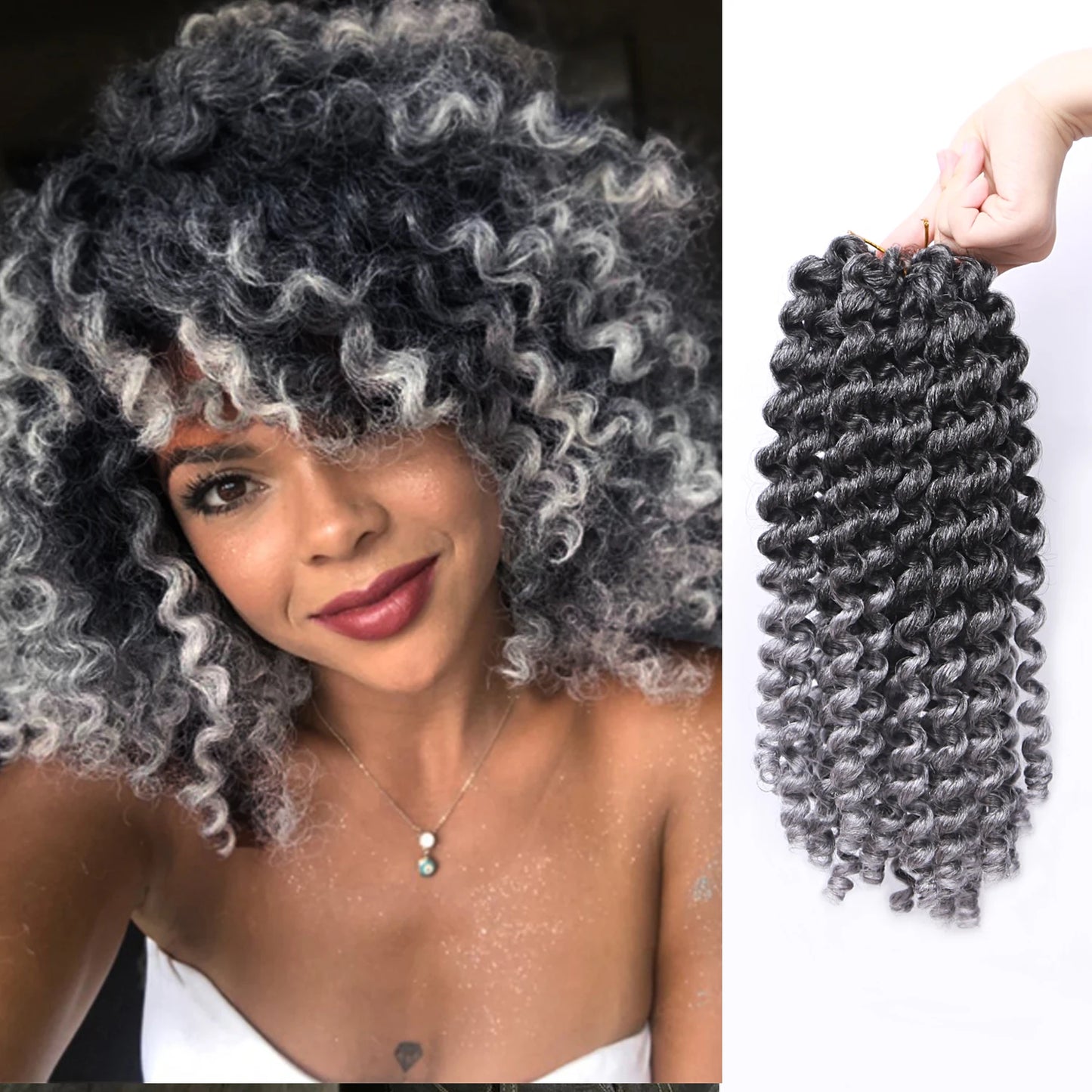 Synthetic Ombre Jumpy Wand Curl Crochet Braids Jamaican Bounce For Africa Braiding Hair Extensions Pre-Twisted For Black Women