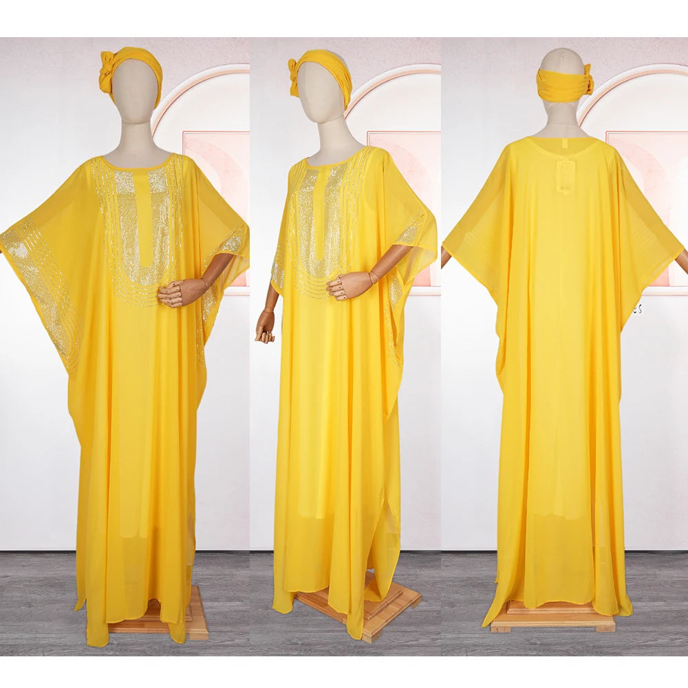 H&D 2025 African Dresses For Women Traditional Clothing Ankara Outfits Gown Abayas Robe Muslim Ramadan Kaftan Maxi Long Dress