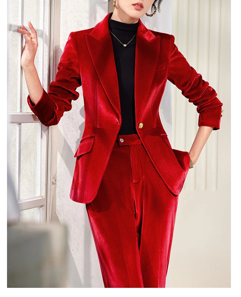 Yitimuceng 2025 New Fashion Office Women Two Piece Set of Fashionable Slim Fit Single Button Long Sleeved Women Long Pants Set