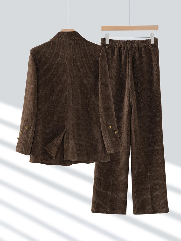 Winter Pink Coffee Black Office Ladies Pant Suit Women Female Business Work Wear Jacket Blazer and Trouser Formal 2 Piece Set
