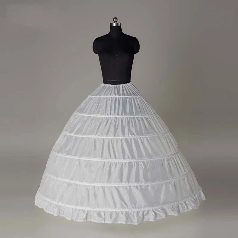 6 Hoop Crinoline Black White Long Wedding Petticoat Ball Gown Dress Underskirt Skirt Half Slips Wedding Accessories
