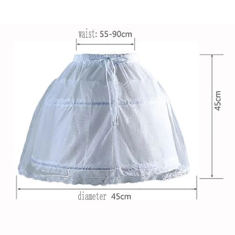 Girls Ruffled Short Petticoat with/no Hoop Solid Color Fluffy Bubble Tutu Skirt Puffy Half Slip Prom Crinoline Underskirt