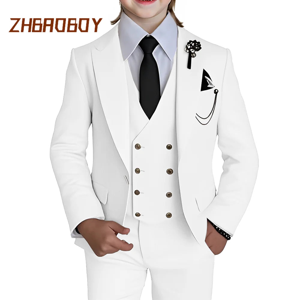 Boy's 3 Piece Suit Slim Fit Suit One Button Formal Wedding Suits Prom Dress Suit