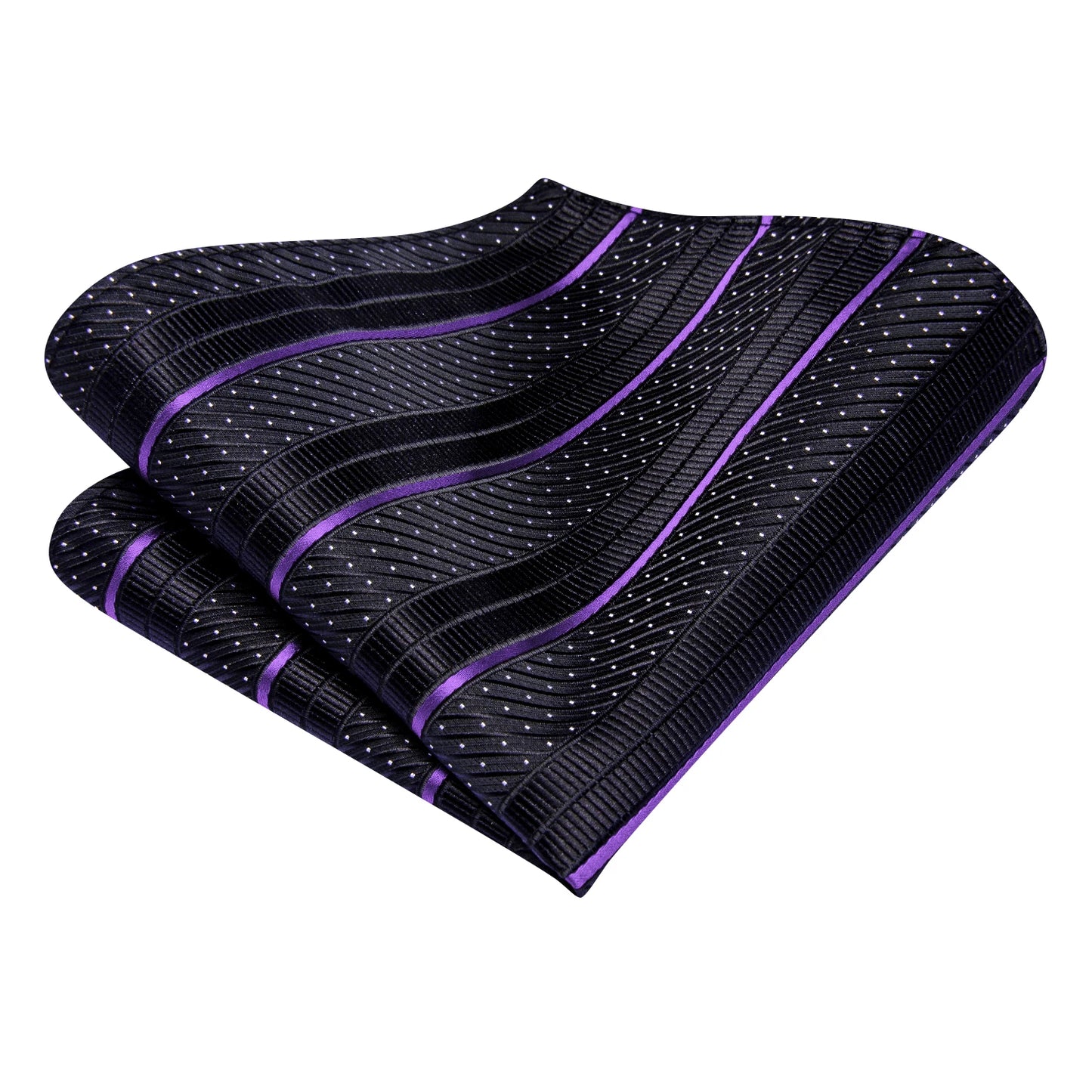 Hi-Tie Striped Black Purple Red Green Men Elegant Necktie Hanky Cufflinks for Tuxedo Fashion Classic Silk Luxury Tie for Man