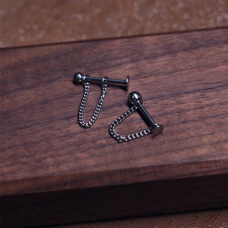 2PCS New Stainless Steel Lip Piercing Chain Labret Lip Stud Straight Bar In The Lips Labial Piercing Trendy Body Jewelry