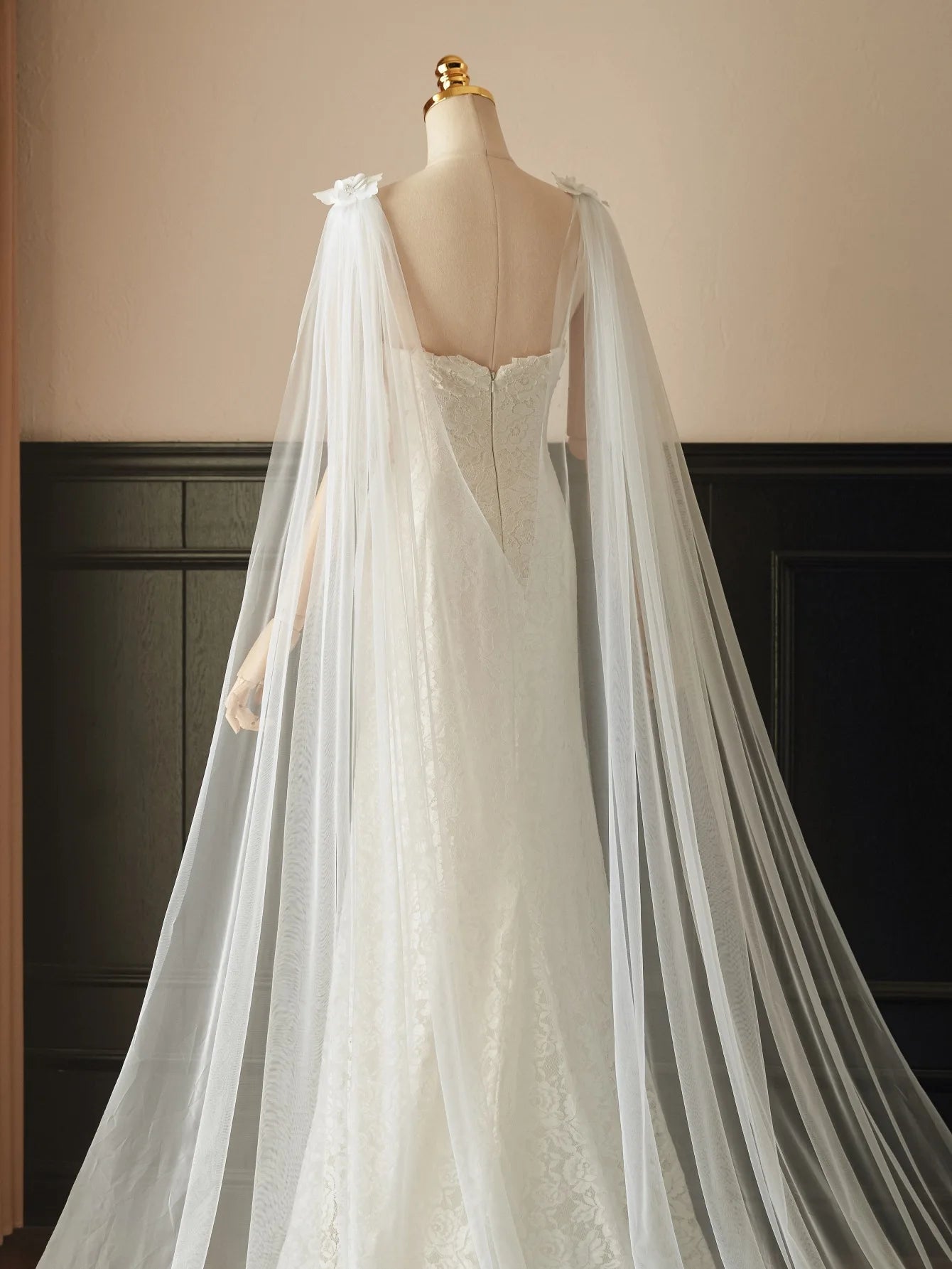 Appliques Long train Drag Tulle Wedding Dress Shawl Long Prom Party Wrap Bolero Cape Bridal Wrap Customized