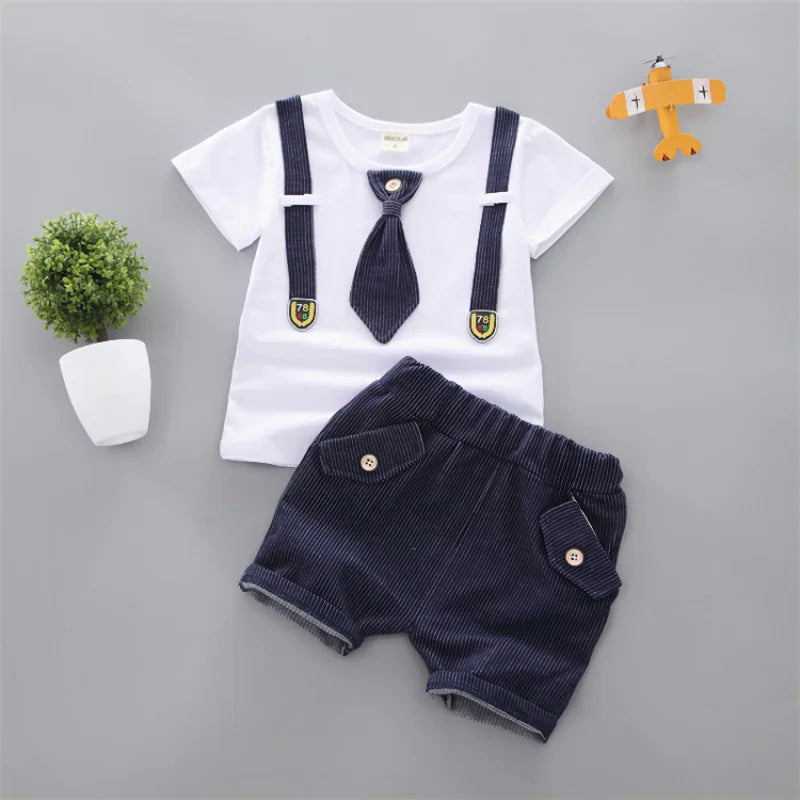 Summer Baby boys Clothing Suits Handsome Fashion Children's girls Short-Sleeved + Shorts Clothes 2 pcs Set