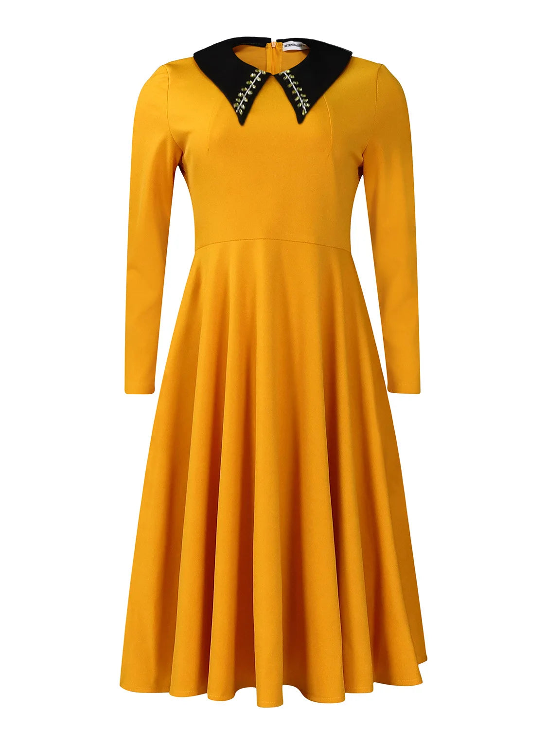 Fashionable Solid Color Women's Long-sleeved Lapel Elegant Slim and Large Sport African Dress