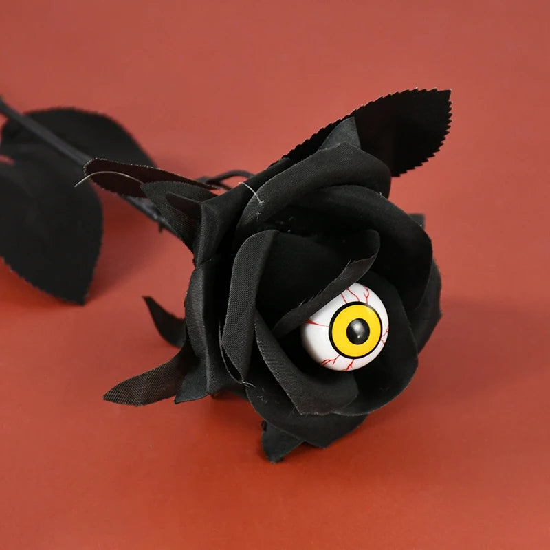 1/5Pcs Halloween Flowers Artificial Black Rose With Eyeball For Halloween Home Decoration Party Horror Props DIY Bouquets Craft