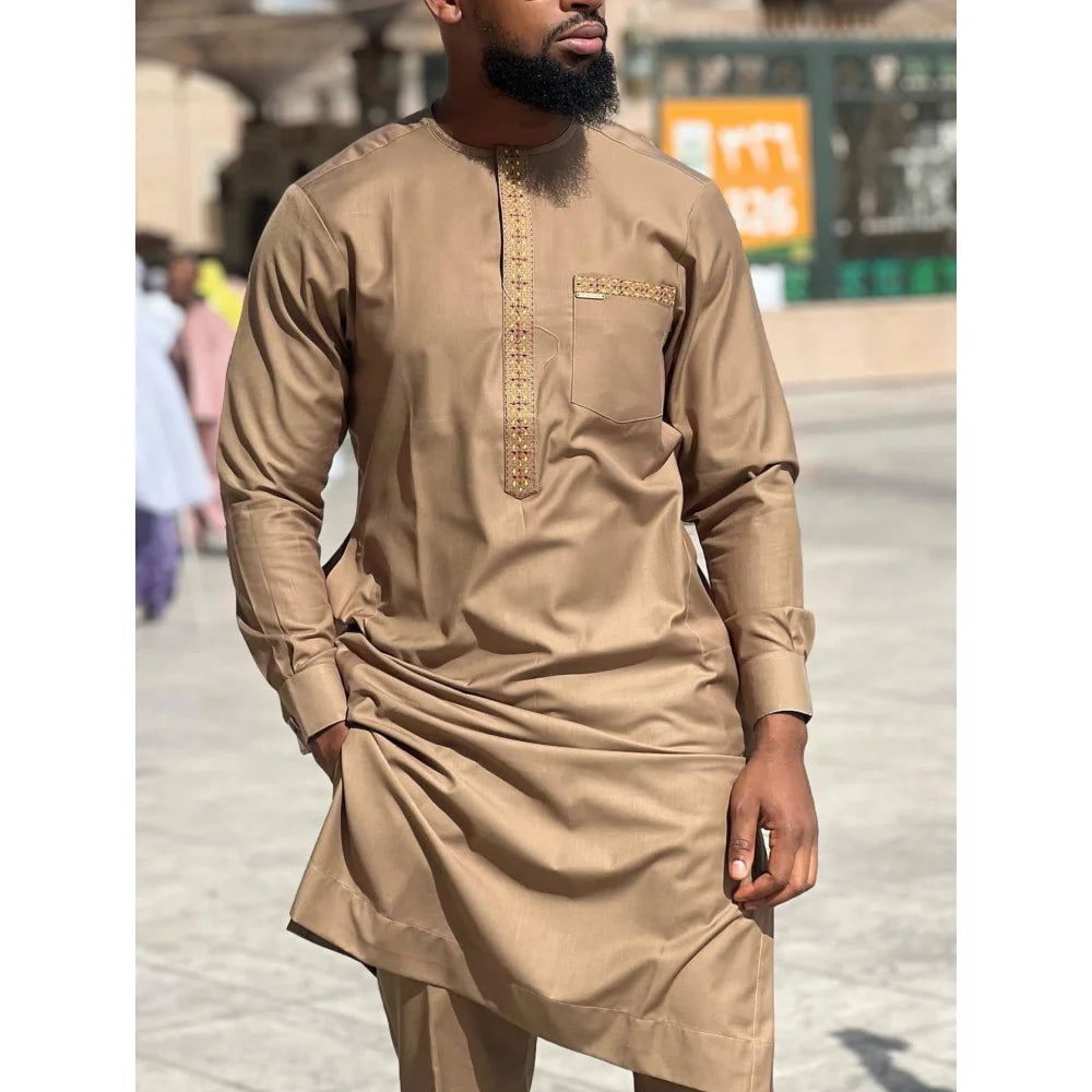 2025 new traditional men's suit luxury gentleman's shirt suit casual travel banquet men's two-piece set fashionable men's suit