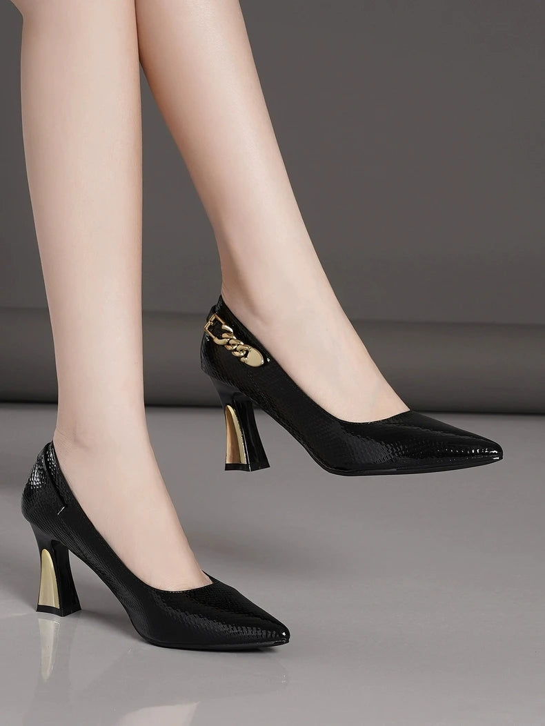 Basic Wine Snakeskin Leather Women Shoes Stiletto High Heels Pointy Toe Women Pumps Weddings Party Size 33-42 Shoes Woman