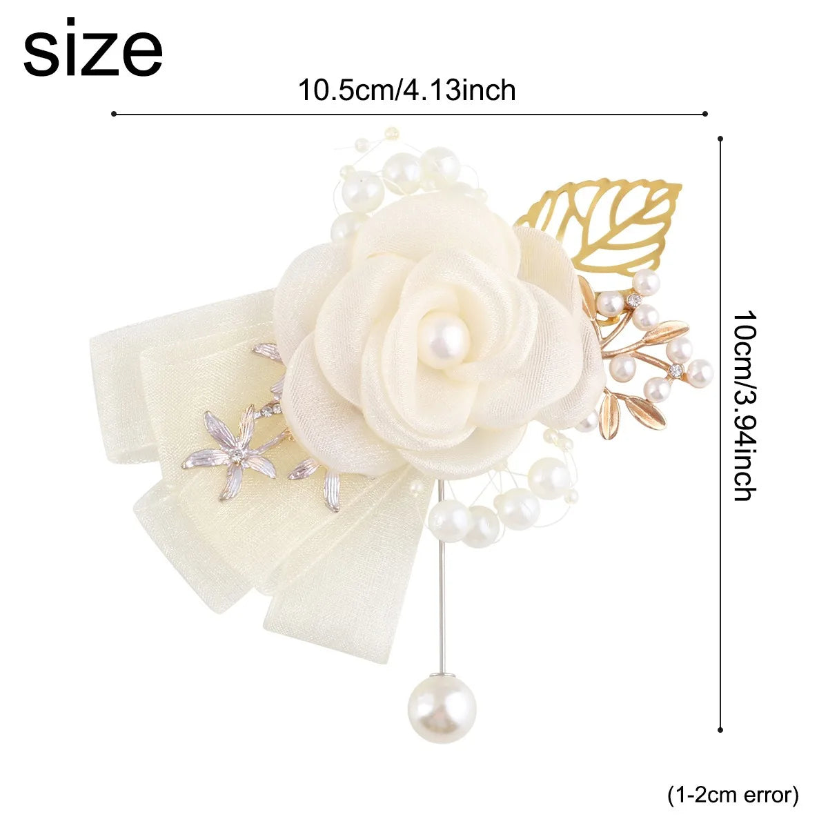 Artifical Rose Flowers Pearl Beaded Wrist Flower Ivory Flowers Bridesmaid Mensuit Marriage Wedding Accessories