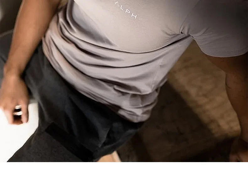 Men's Summer Skinny Short Sleeve Casual T-Shirt Male Gym Fitness Sport Running Workout Tight Tee Cotton Tops Sweatshirt Clothing
