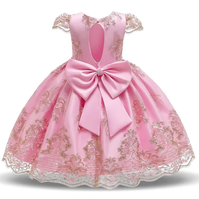Cute Baby Girls Dress for Party Flower Lace Vintage Girl Dresses for 1-5Yrs Baby Clothes Holiday Kids Snow White Princess Dress