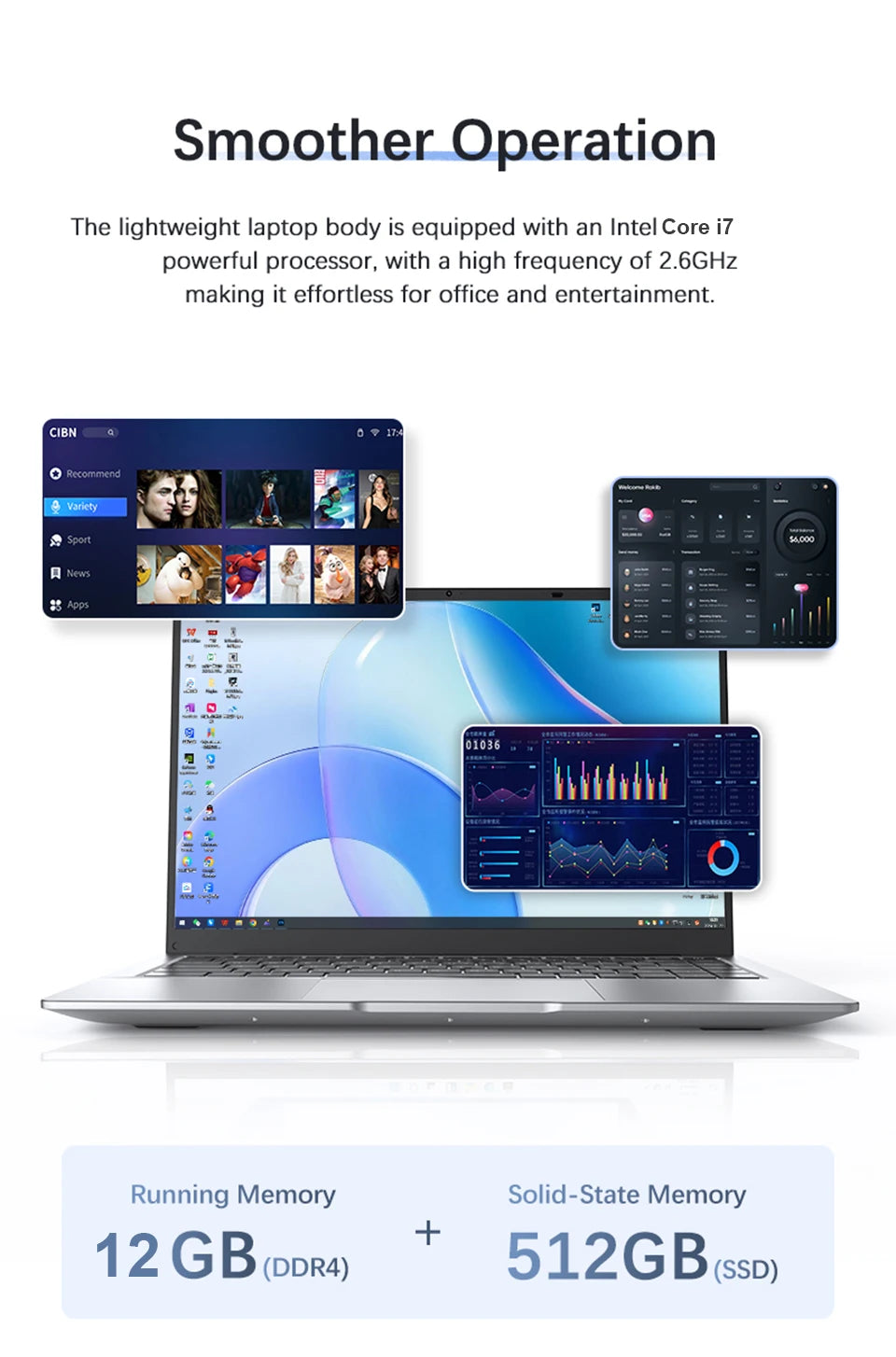 Windows 11 14.1 inch Laptop Computer intel i7 7500U Intel A3950 Laptops 1080P 12GB DDR4 1TB 2TB SSD Portable i7 Laptop Notebook