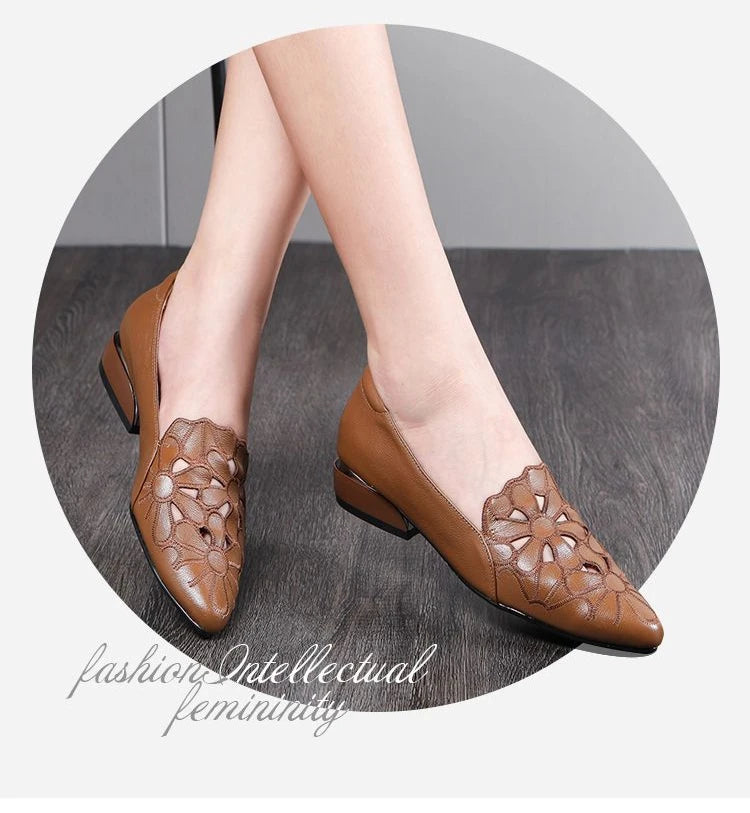 Mid Heel Casual Shoes for Women Heels Wedding Hollow Out Black Square Heel Formal Shoes Work Lady Fall Zapatilla Mujer 2023
