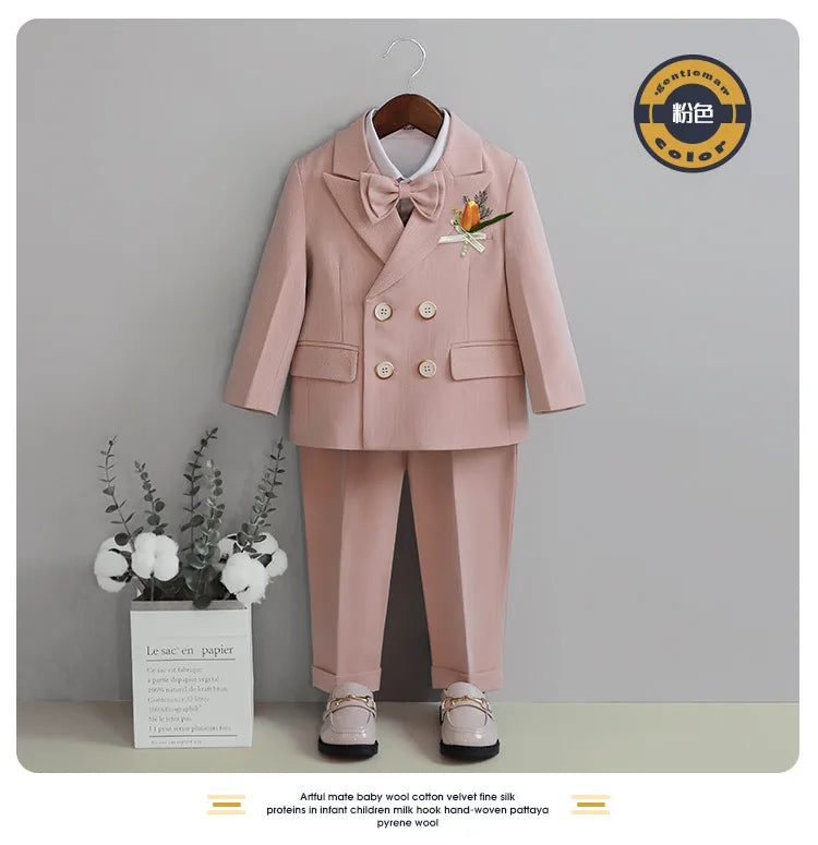 Flower Boys Photography Suit Baby Kids Formal Ceremony Costume Children Birthday Wedding Party Dress Performance Tuxedo Set